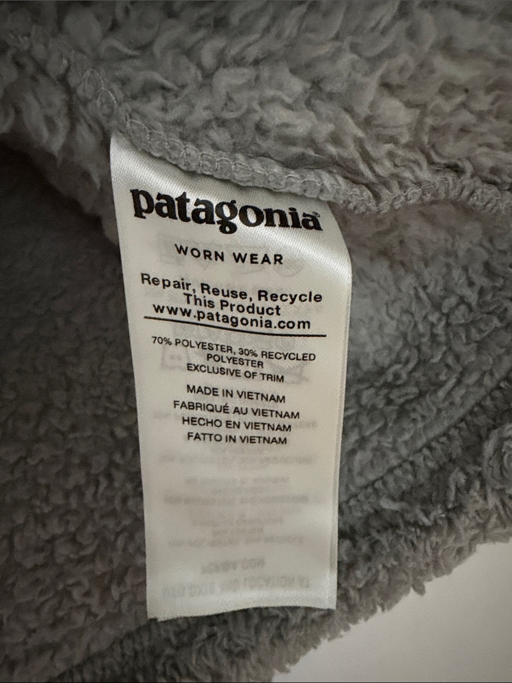 Patagonia Light Gray Sherpa Quarter-Zip Pullover - Picture 5 of 5